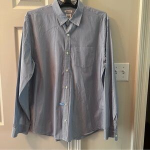 Gap large standard fit blue and white pin stripe button down long sleeve shirt